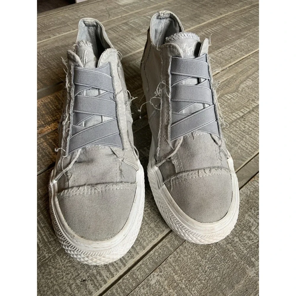 Blowfish Malibu Gray Slip-On Sneakers Side Zipper Low Top Solid Women's Size 7